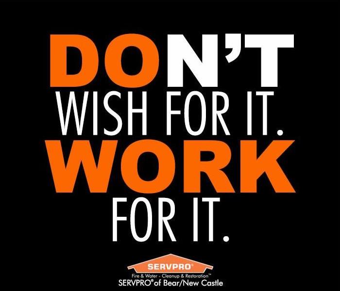 text with the quote "Don't Wish For It. Work For It" on a black background